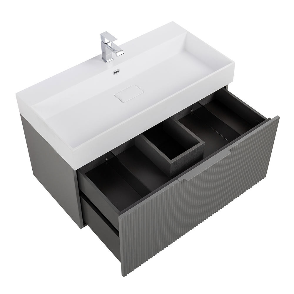 Приобрести cezares тумба подвесная с раковиной premium 90 см plisse grigio nuvola, серая 55444