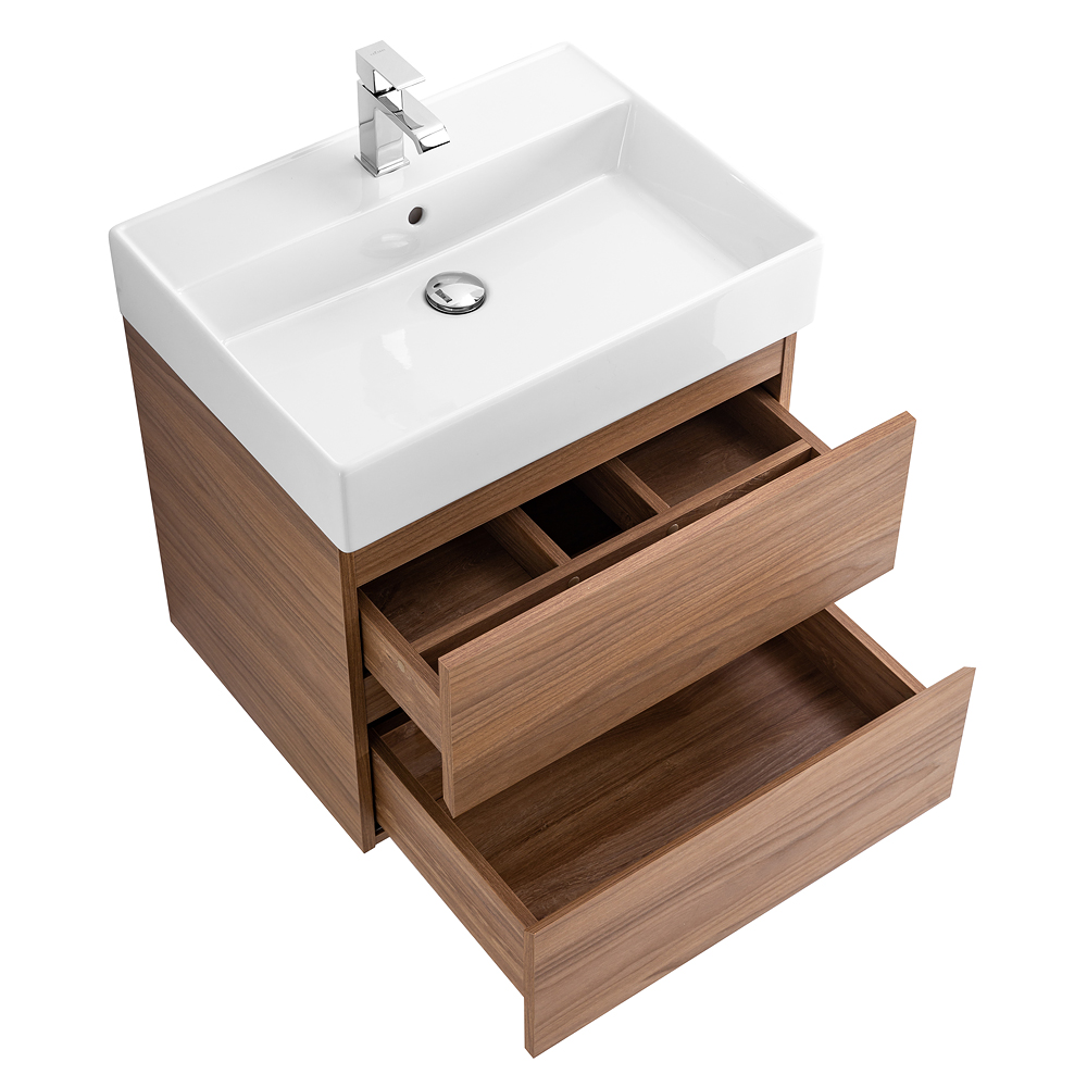 Приобрести cezares тумба подвесная с раковиной molveno 46 60 см noce chiaro, черный molveno 46-60-2c-so-nс