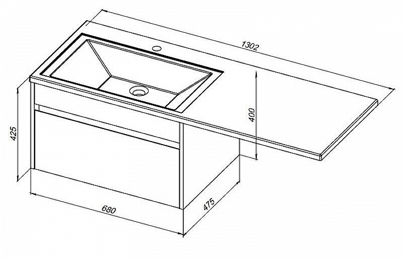 Приобрести aquanet тумба с раковиной токио 68 см, белая (подвесная, 1 ящик)