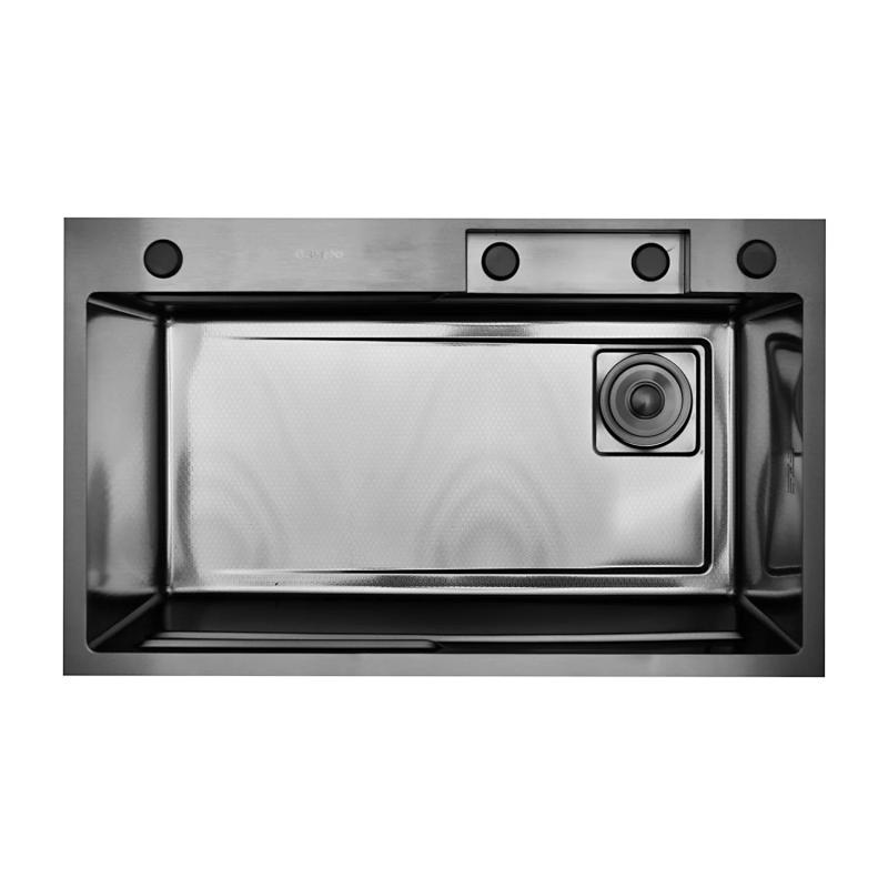 Приобрести gerhans кухонная мойка 75х45 см, функциональная, графит\декор