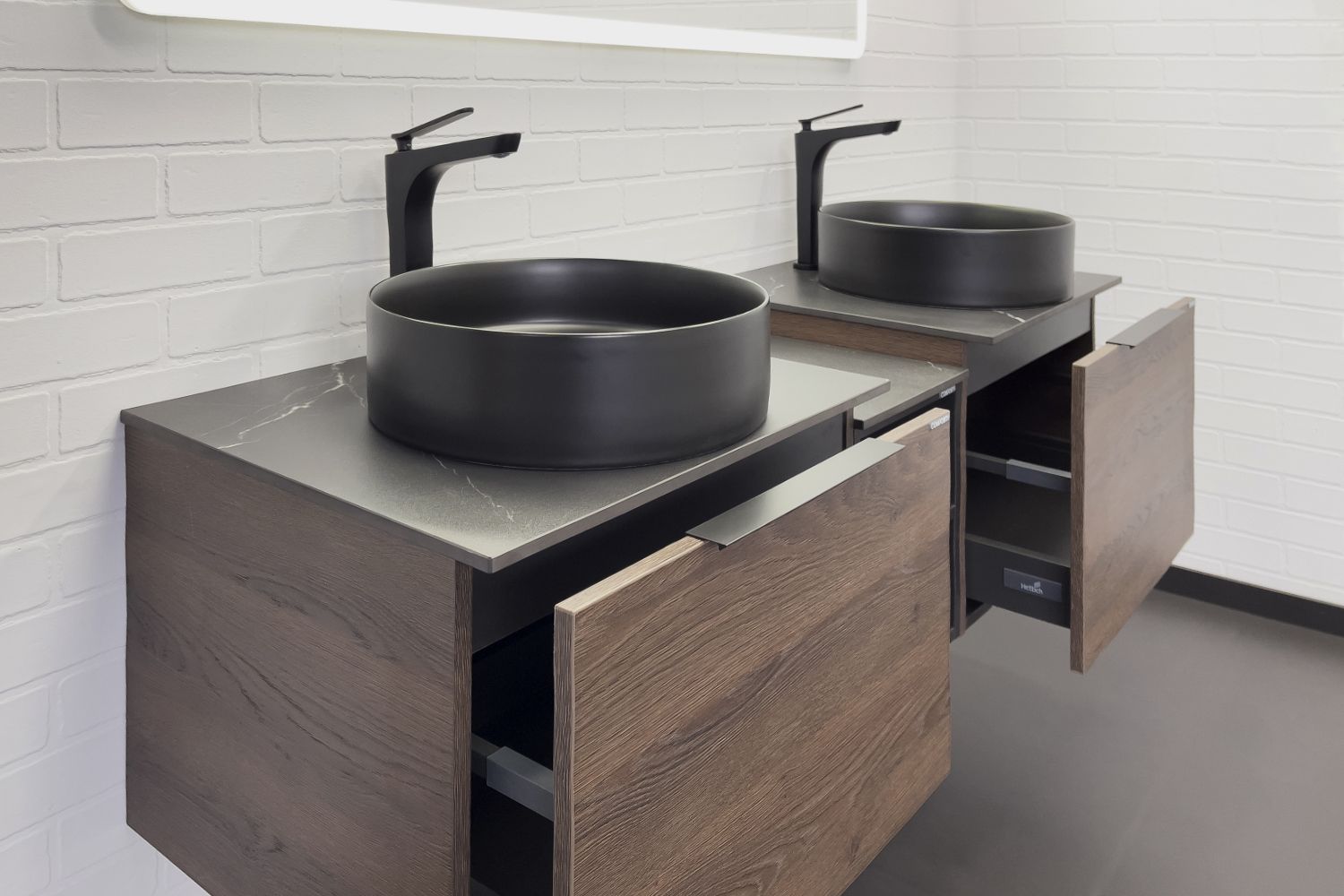 Приобрести сomforty тумба со столешницей и двумя раковинами портленд-150 дуб шоколадно-коричневый