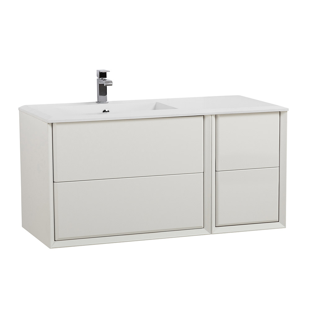 Приобрести cezares тумба подвесная с раковиной bellagio 106 см bianco opaco, левостороняя, белая матовая 54714