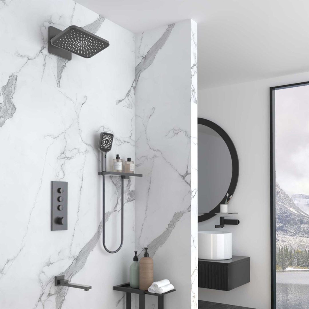 Приобрести vincea встраиваемая душевая система inspire с термостатом, оружейная сталь vsfw-433ti4rgm