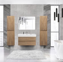 Cezares Тумба подвесная с раковиной MOLVENO 46 100 см Noce Chiaro, черный MOLVENO 46-100-2C-SO-NR