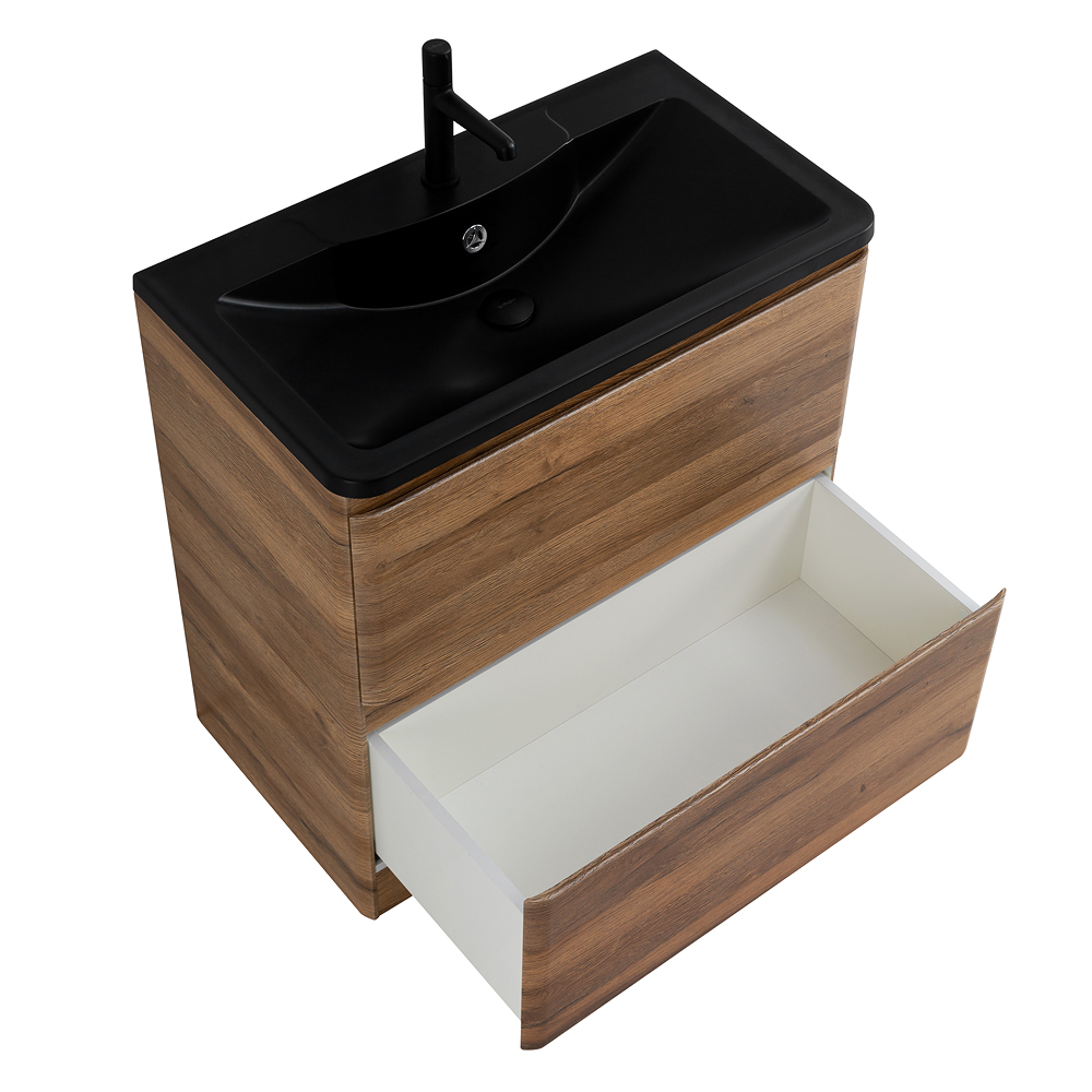 Приобрести belbagno тумба с раковиной albano 80 см, напольная rovere rustico, чёрная раковина