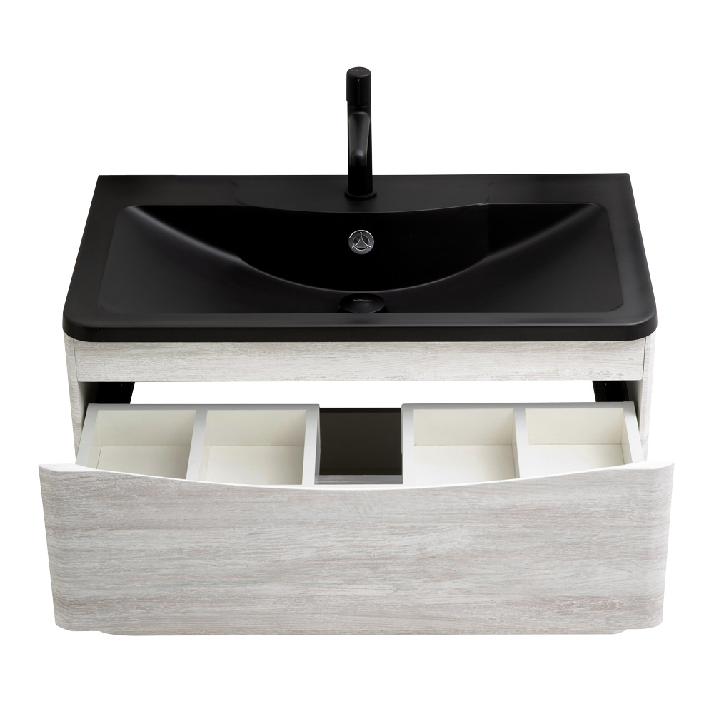 Приобрести belbagno тумба с раковиной acqua 100 см, подвесная rovere vintage bianco, чёрная раковина