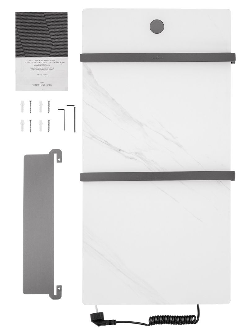 Приобрести полотенцесушитель электрический с каменной плитой белый мрамор wonzon & woghand stuttgart, темный графит (ww-a504w-gm)