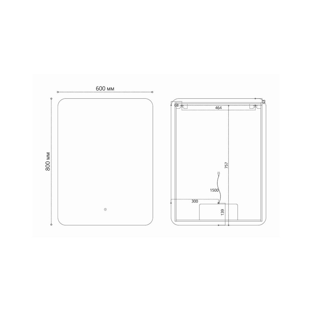 Приобрести vincea зеркало 60х80 см, с led подсветкой, сенсор, диммер vlm-3be600