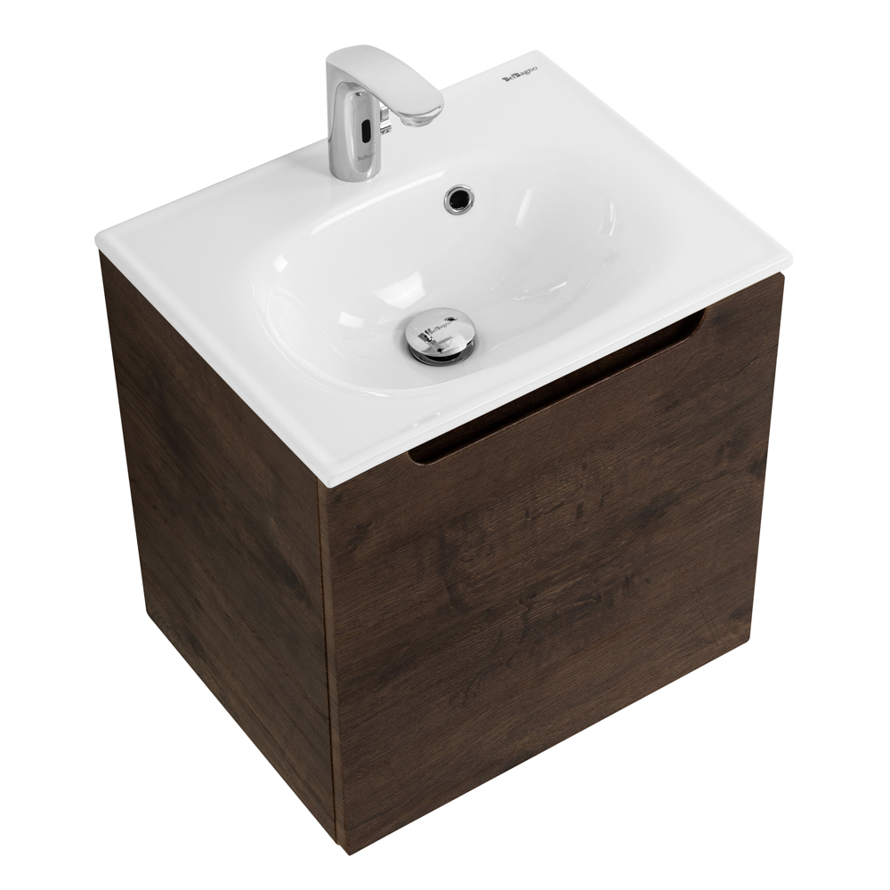 Приобрести belbagno тумба с раковиной etna 50 см, подвесная с дверцей, левая rovere moro, белая раковина