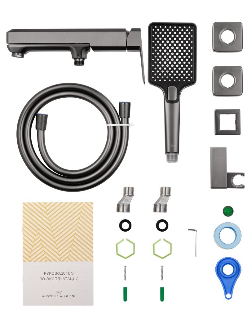 Приобрести смеситель для ванны с душем wonzon & woghand diamond, темный графит (ww-88639011-bgm)