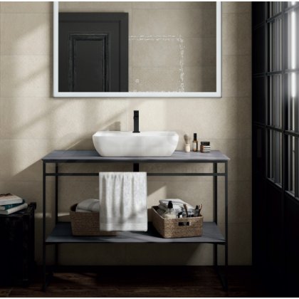 Приобрести стойка со столешницей kerama marazzi, plaza next 120 см, цвет: черный матовый,