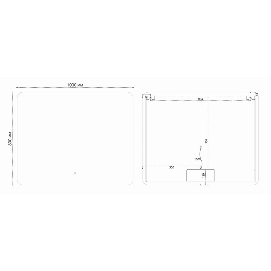 Приобрести vincea зеркало 100х80 см, с led подсветкой, сенсор, диммер vlm-3be100