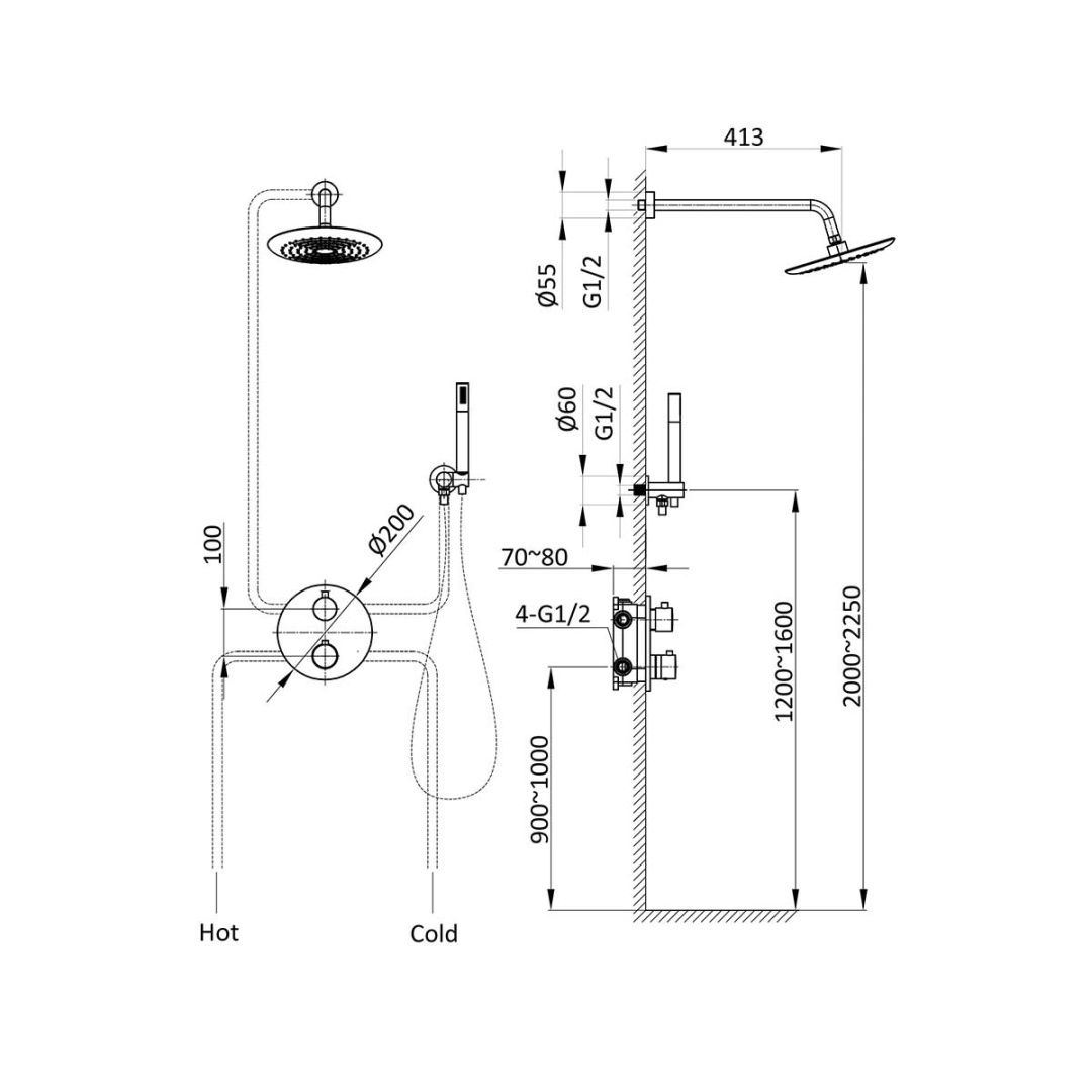 Приобрести vincea встраиваемая душевая система с термостатом, черная матовая vsfw-101tmb