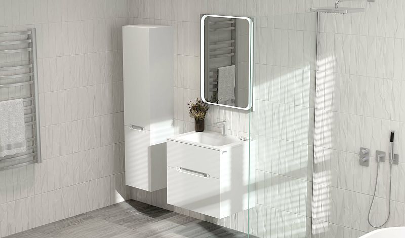 Приобрести jorno зеркало modul 65 см, с подсветкой, белое