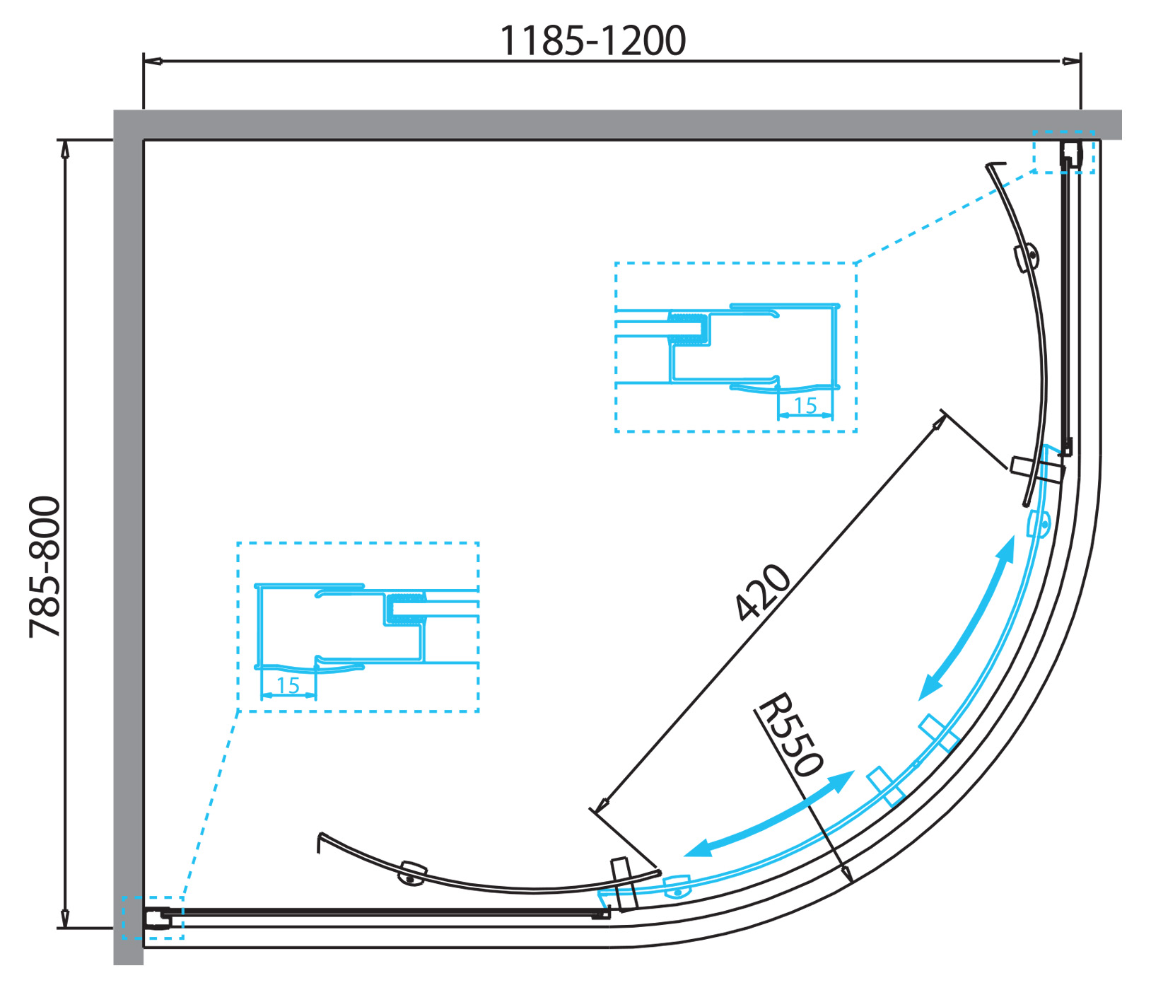 Приобрести belbagno душевое ограждение 80х120 см due-rh-2-100/80-c-cr