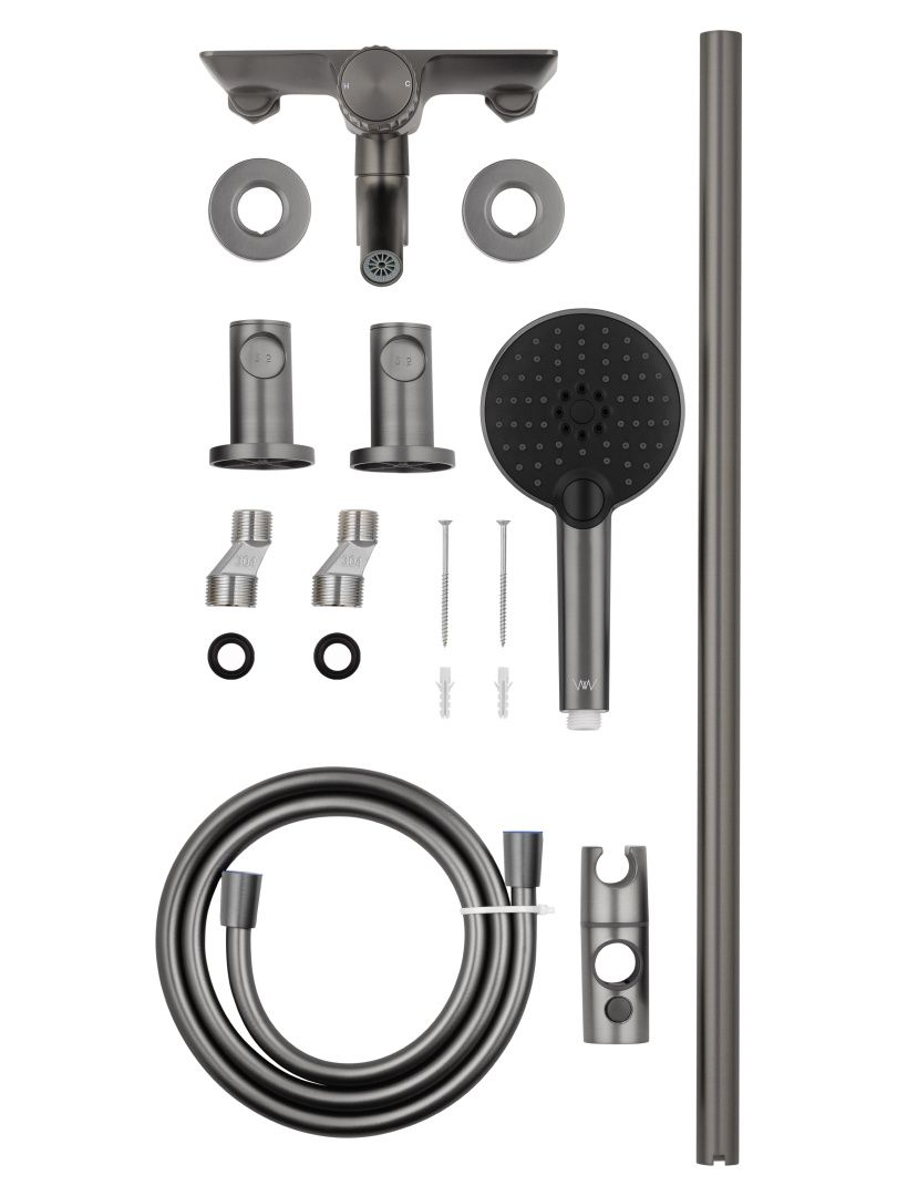 Приобрести смеситель для ванны с душевым гарнитуром wonzon & woghand click, темный графит (ww- fe05l222-bgg)