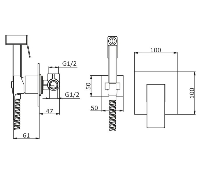 Приобрести смеситель с гигиеническим душем, встраиваемый vieir cielo, графит/gun metal v393553g