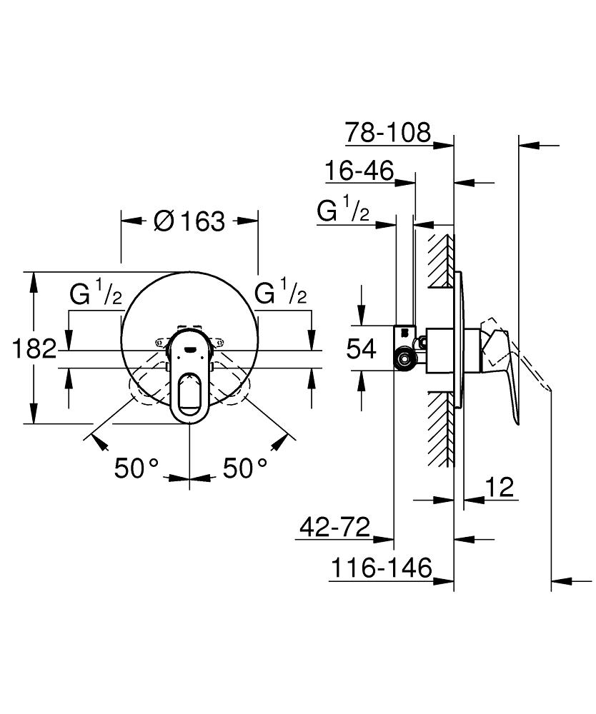 Приобрести смеситель для душа grohe bauloop, хром 29080000