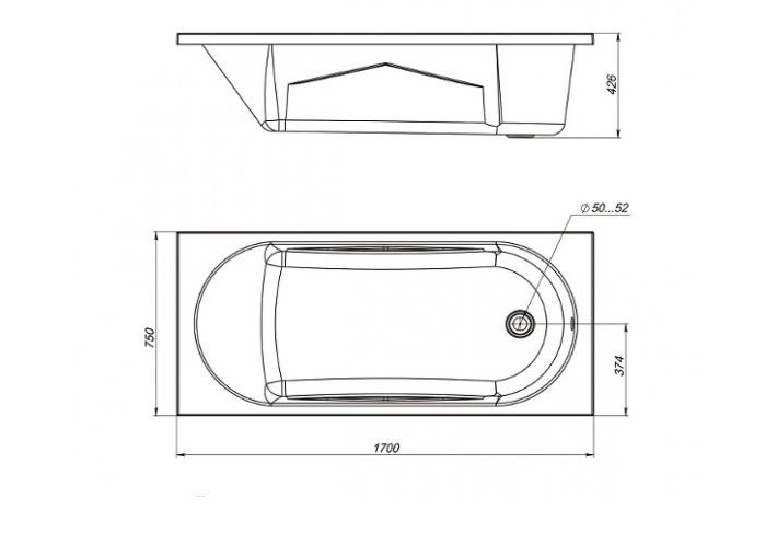 Приобрести mirsant акриловая ванна каспий premium 170x75 см