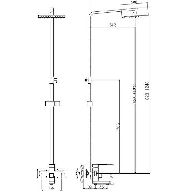 Приобрести haiba душевая система, квадратная d-200мм, нержавеющая стальhb24801-2