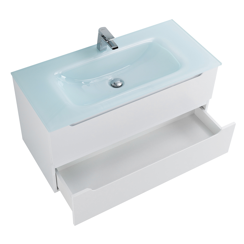 Приобрести belbagno тумба с раковиной etna 100 см, подвесная bianco opaco, стеклянная раковина