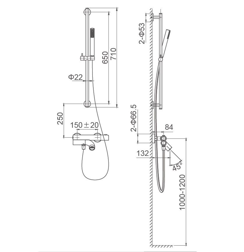 Приобрести смеситель для ванны с душевым гарнитуром и термостатом wonzon & woghand loop, черный матовый (ww-311-00-508)