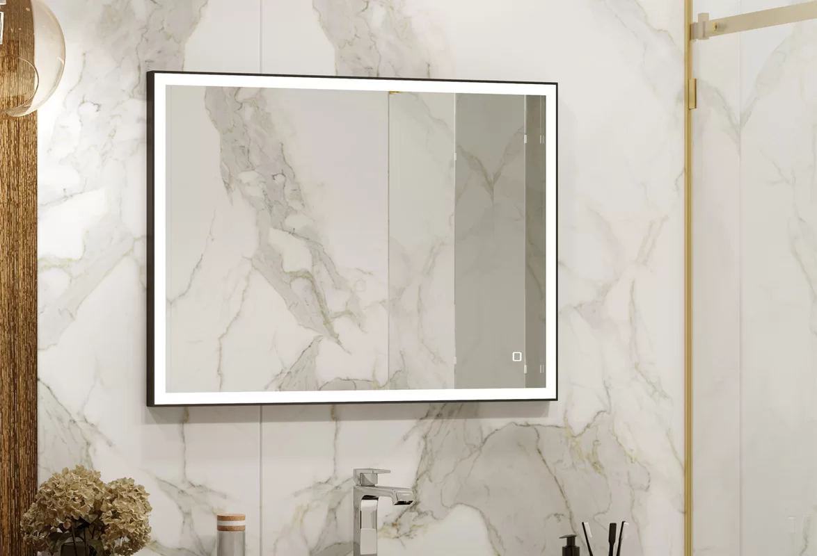 Приобрести continent зеркало с подсветкой solid black 80х60 см, черное