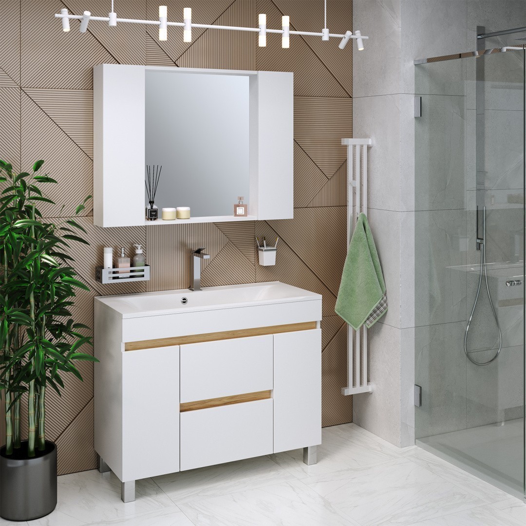 Приобрести aqua de marco тумба напольная с раковиной sydney 100см. 2 ящика+2двери