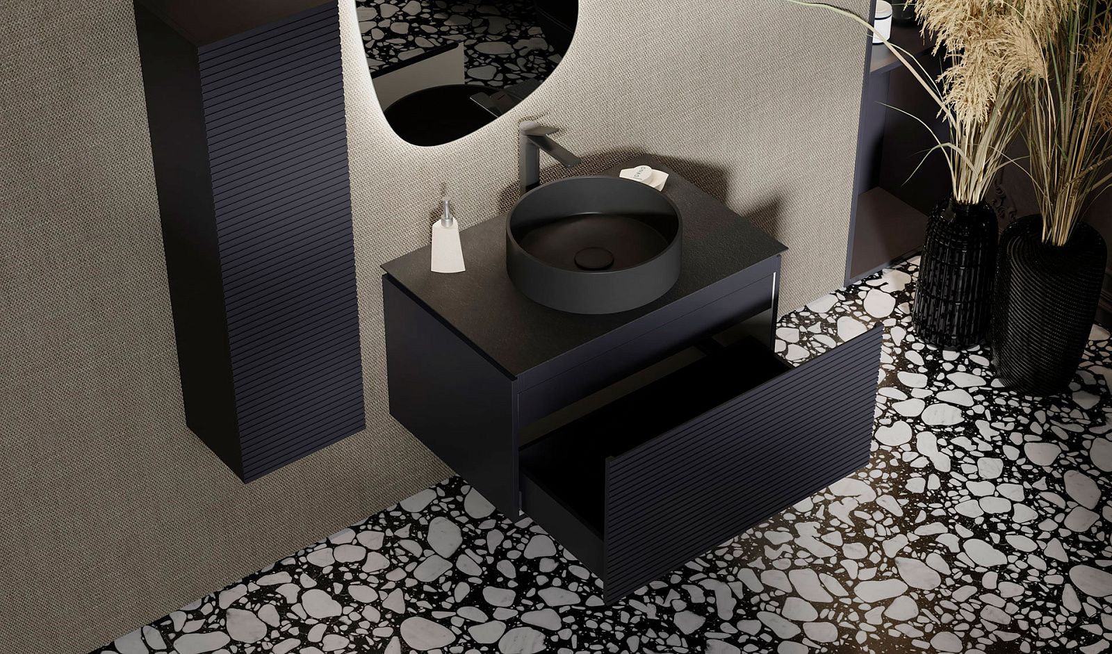 Приобрести jorno тумба подвесная stone 80 см со столешницей, антрацит