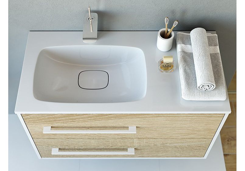 Приобрести тумба подвесная с раковиной aqwella miami 90 см mai.01.09/l, белый/беленый дуб