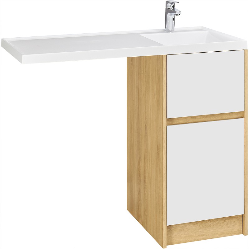 Приобрести тумба напольная с раковиной-столешницей акватон лондри 105 r/l, дуб сантана