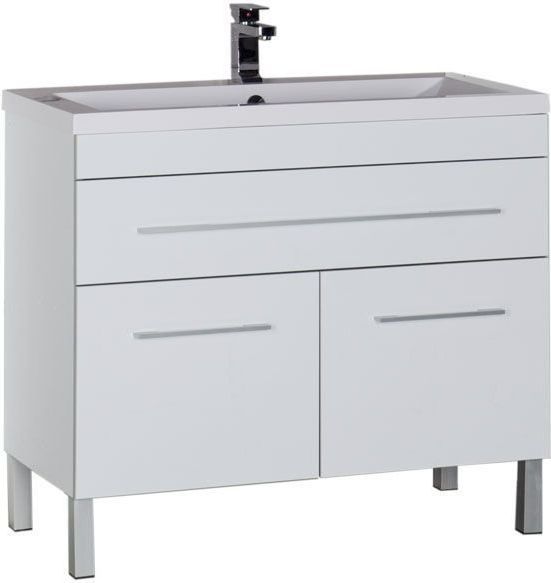 Приобрести aquanet тумба с раковиной верона 100 см, белая (напольная 1 ящик 2 дверцы)