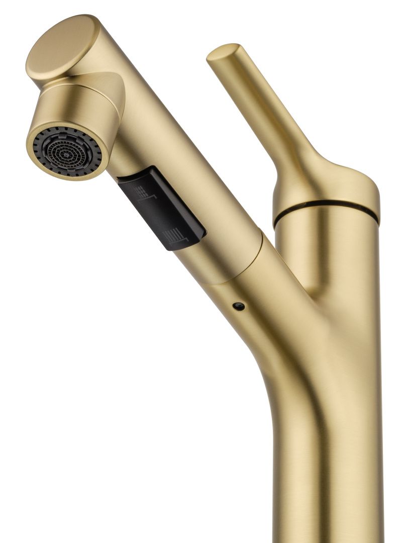 Приобрести смеситель для раковины с выдвижным изливом wonzon & woghand, брашированное золото (ww-a40862-bg)