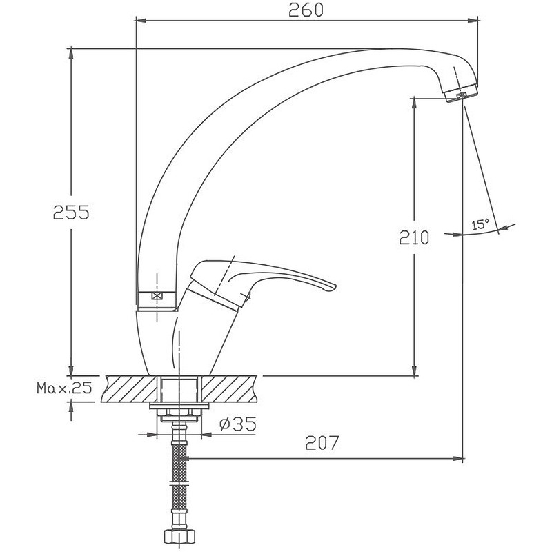Приобрести haiba смеситель для кухни 255 мм, серый hb-4113-8