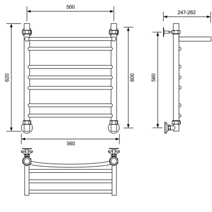 Приобрести veconi полотенцесушитель водяной nemi-b 50х60 см, черный n6050b-b