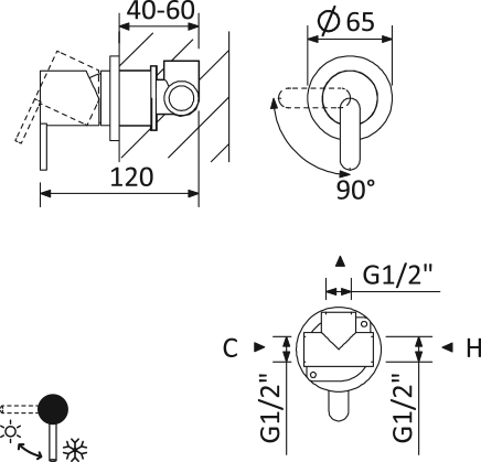Приобрести cezares встраиваемый смеситель leaf-dim-l-ss