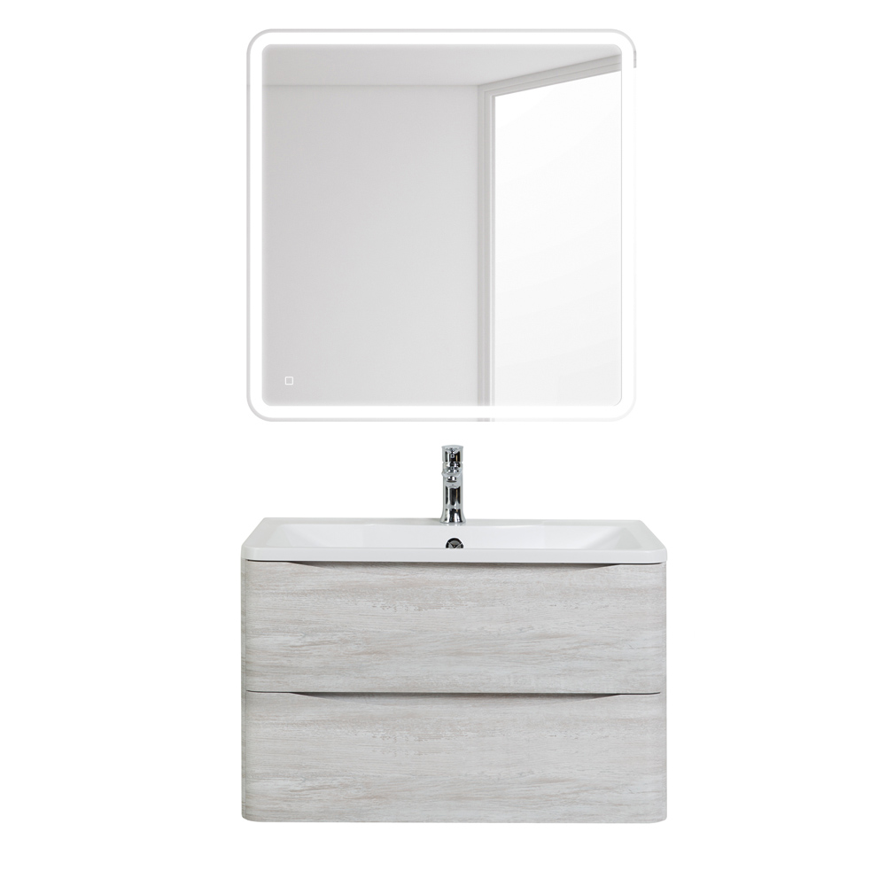 Приобрести belbagno тумба с раковиной acqua 80 см, подвесная rovere vintage bianco, белая раковина