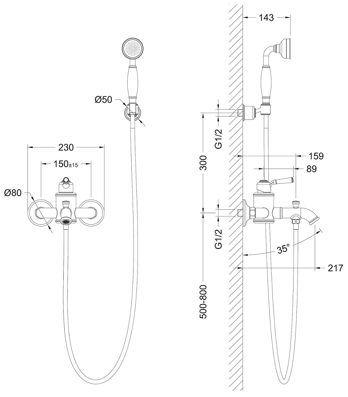 Приобрести смеситель для ванны с душем timo arisa 5314/02y антик