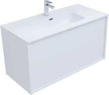 Aquanet Тумба с раковиной Lino 80 см, белая глянец