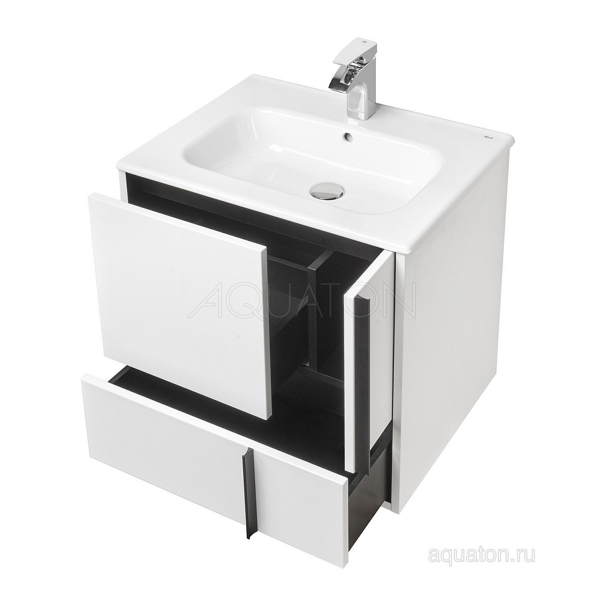 Приобрести тумба под раковину, подвесная акватон ривьера 60 см, белая 1a238801rvx20 