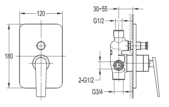 Приобрести cezares смеситель скрытого монтажа baden с переключателем, хром baden-f-vdim-01