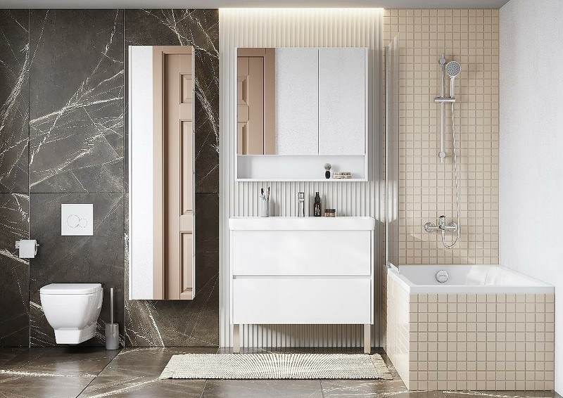 Приобрести акватон зеркало шкаф сканди 90 белый