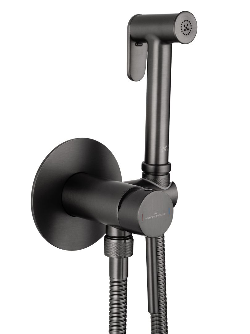 Приобрести смеситель с гигиеническим душем встраиваемый wonzon & woghand stick, темный графит (ww- 88829902-bgm)