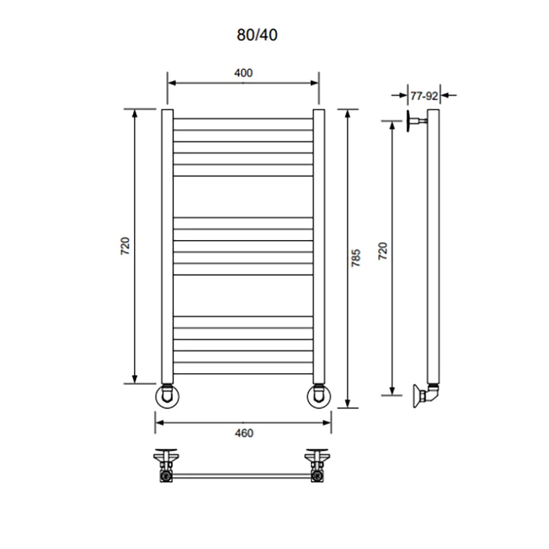 Приобрести veconi полотенцесушитель водяной vero-b 40х80 см, графит v8040gr-b