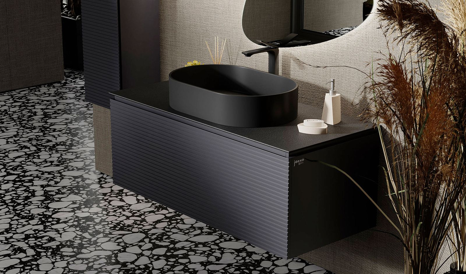 Приобрести jorno тумба подвесная stone 120 см со столешницей, антрацит