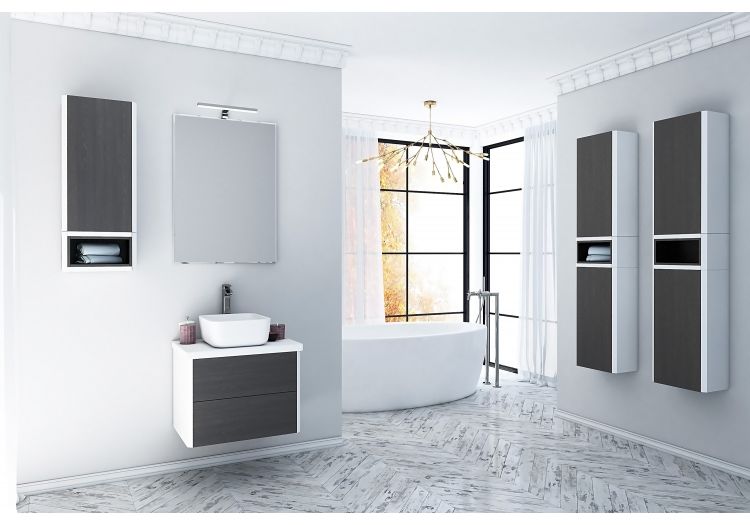 Приобрести шкаф подвесной акватон брук 30 см 1-створчатый, цвет - белый/дуб феррара