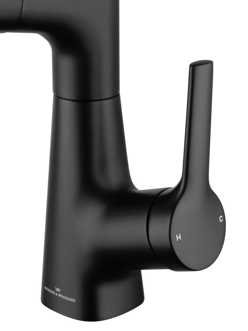 Приобрести смеситель для раковины с выдвижным изливом wonzon & woghand, черный матовый (ww-121b108-mb)
