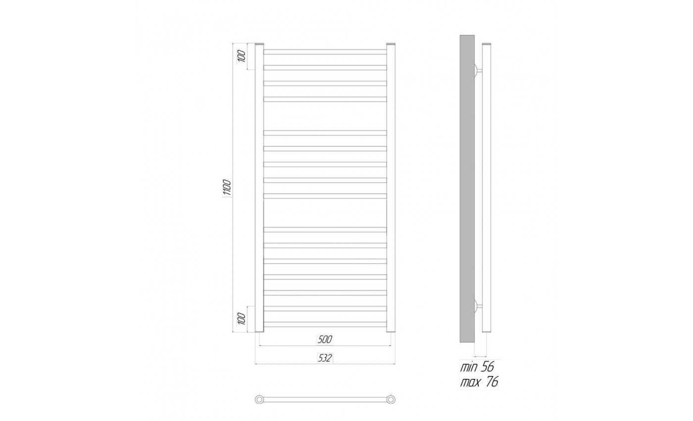 Приобрести lemark полотенцесушитель ursus п16 500x1100 мм водяной, хром lm72116