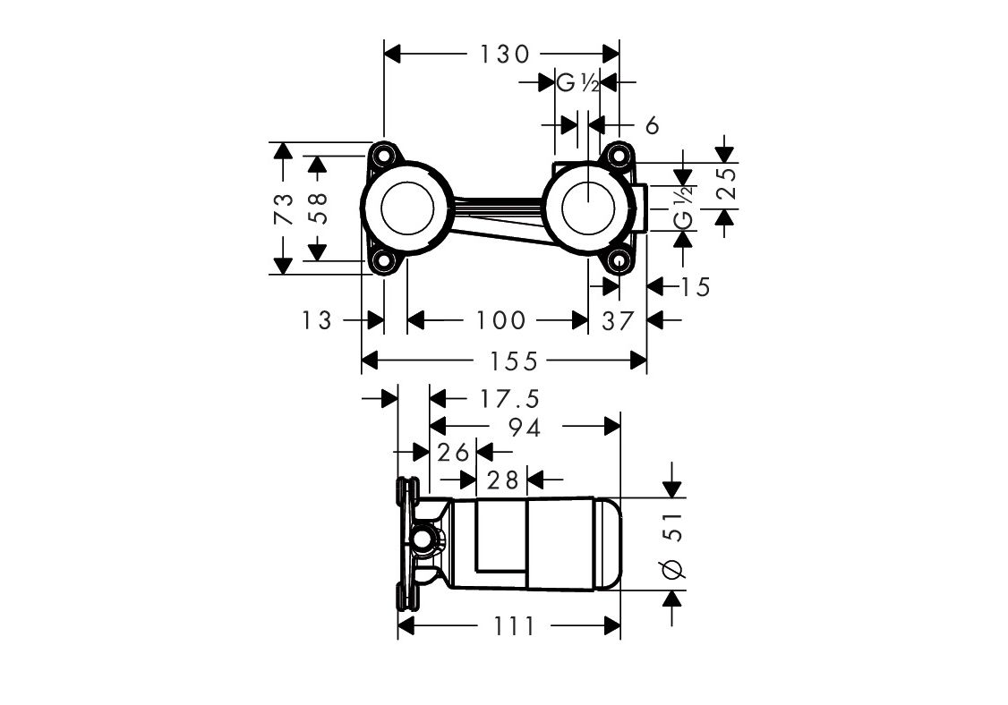 Приобрести 13622180 скрытая часть однорычажного настенного смесителя для раковины