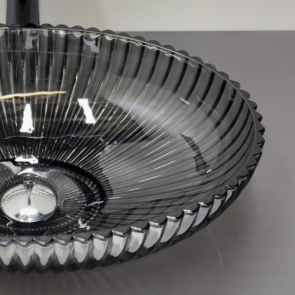 Приобрести comforty раковина накладная cf24006 50х35 см, стеклянная серый дым